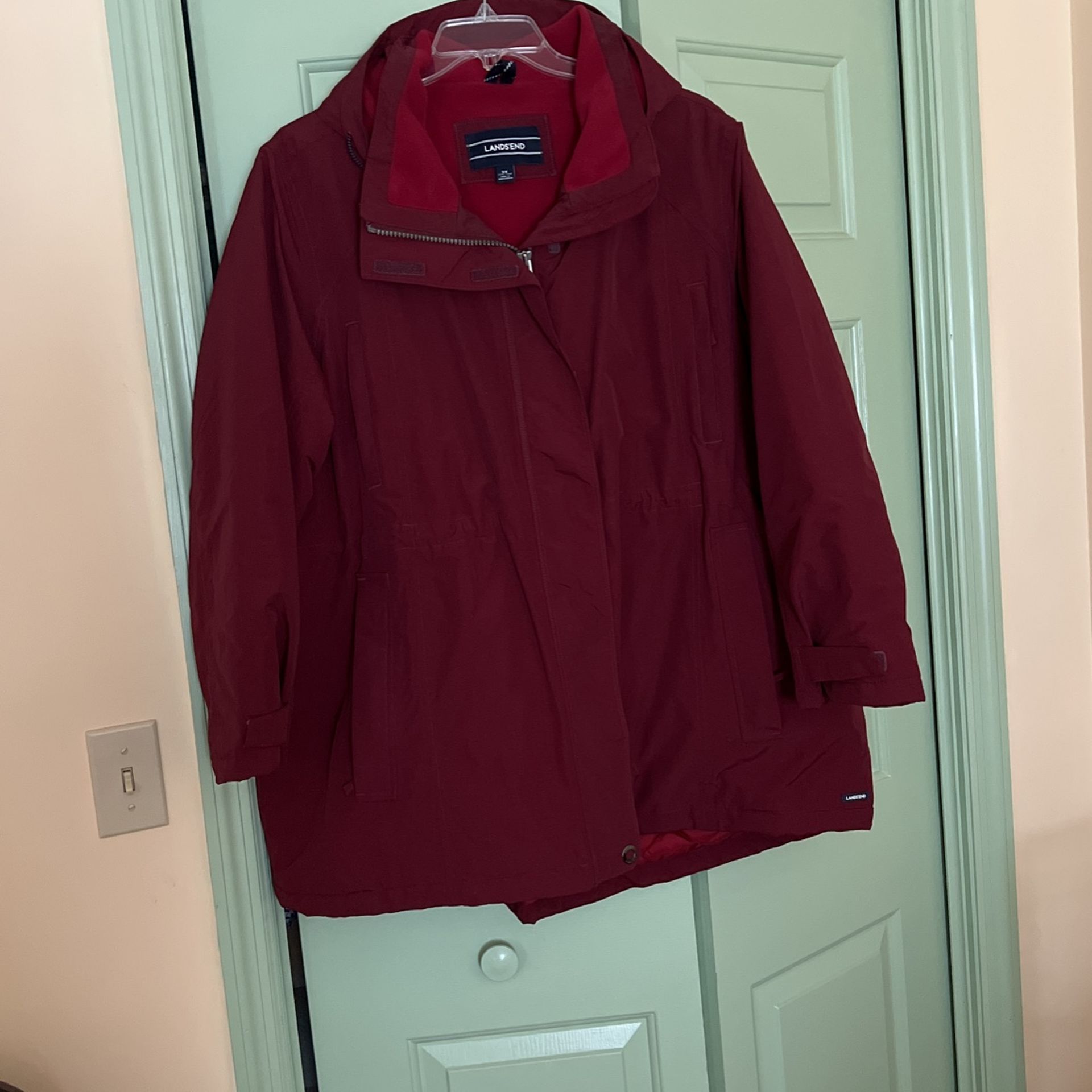 Lands End Plus 3X Burgundy Parka 