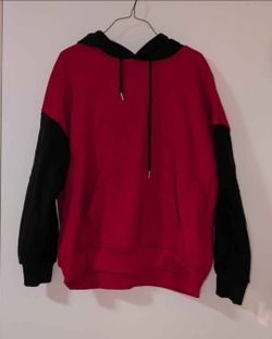 Red and Black Colorblock Hoodie