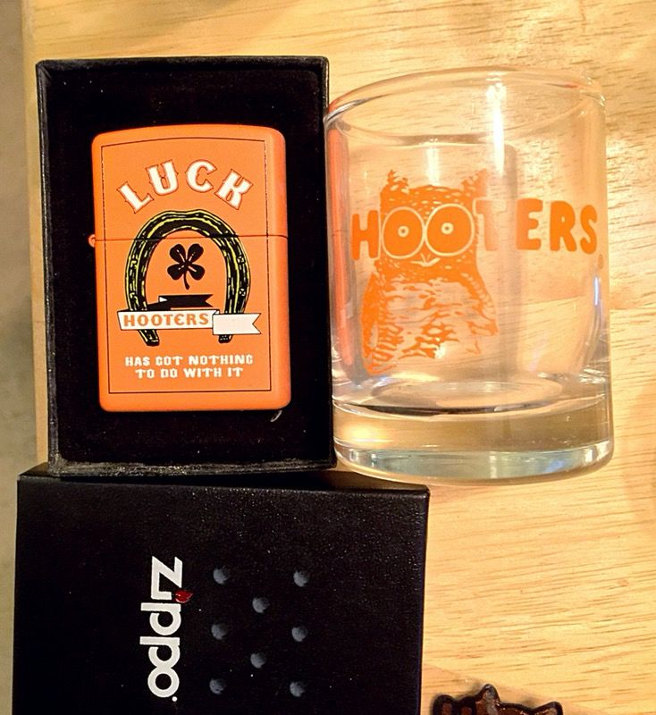 Hooters Zippo lighters & shooter glasses