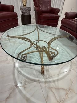 Elegant Round Glass Coffee Table – $225 OBO