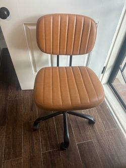 Brown Faux Leather Armless Office Chair