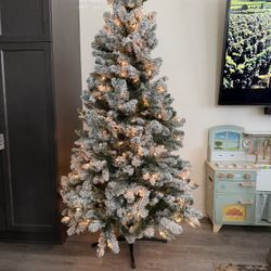 6.5 Ft Pre Lit Flocked Christmas Tree