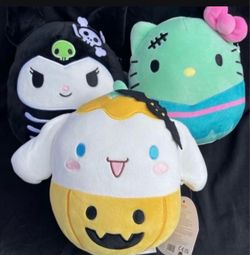 Hello kitty Frankenstein Cinnamon Roll pumpkin kuromi skeleton Squishmallow 6.5” Plush New with Tags