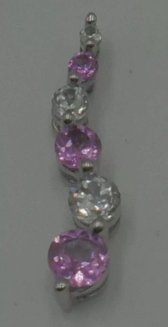 10KT WHITE GOLD PENDANT WITH WHITE AND PINK STONES 0.7 GRAMS MINT CONDITION. 858742-10.