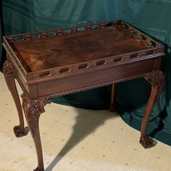 REDUCED Chippendale Carved Clawfoot Mahogany Lamp/Tea Table