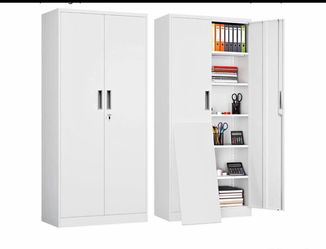 Metal Garage Storage Cabinets,71” Tall Metal File Cabinet with 5 Adjustable Shelves, Lockable Storag