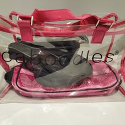 Lot of 6 Vintage Caboodles Clear & Pink Tote Bag Makeup Holder Black Zipper Organizer Storage Travel
