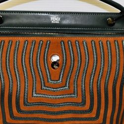 BRAND NEW AUTHENTIC FENDI DOTCOM STRIPED SUEDE LEATHER MEDIUM SHOULDER BAG MSRP $4100