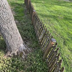 72 ft of wood picket fence (9 panels) with double gate and posts