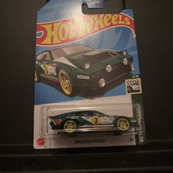 Hot Wheels #2 Of 10 Retro Racers Dimachinni Veloce Green / Yellow Rims