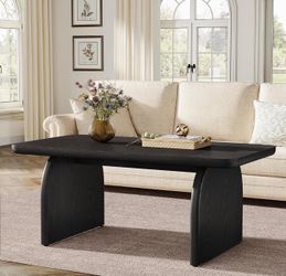 Tribesigns Rectangle Coffee Table, 47-Inch Wood Rectangular Living Room Table, Farmhouse Accent Center Low Cocktail Tea Table with Sturdy Base & Round