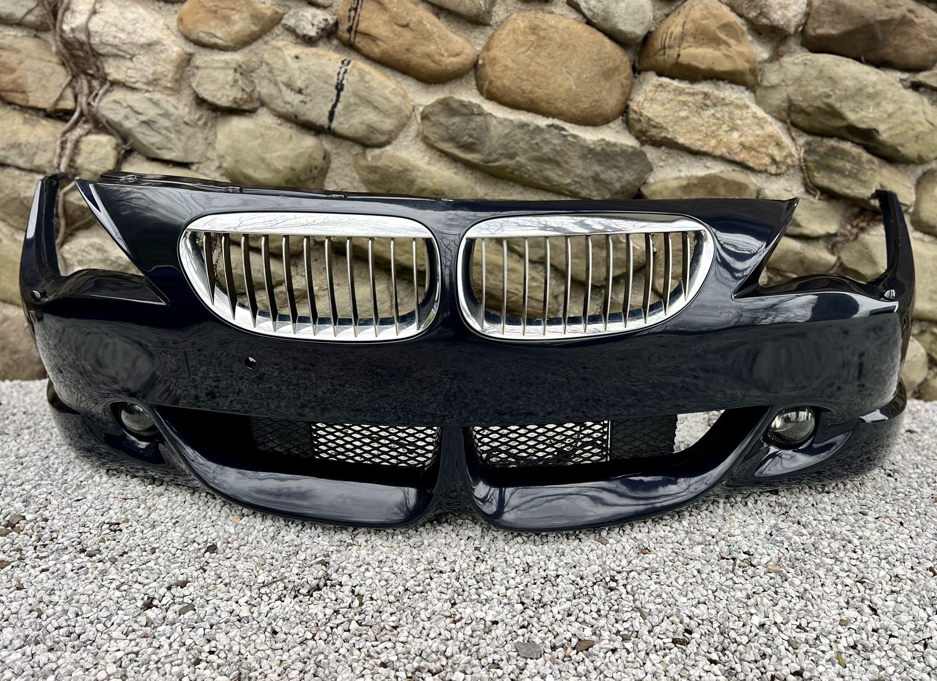 ✅ 🔥 E63 E64 BMW 6 SERIES ORIGINAL OEM FRONT BUMPER + AC SCHNITZER LOWER SPOILER + PARK SENSORS + GRILLES + FOG LIGHTS DARK BLUE PAINT