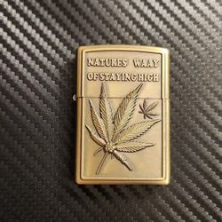 3D Carved Marijuana Weed Pot Natures way of Staying High Lighter, Windproof