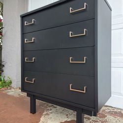 MCM Mid Century Modern Tall 4 Drawer Dresser Freshly Refinished 