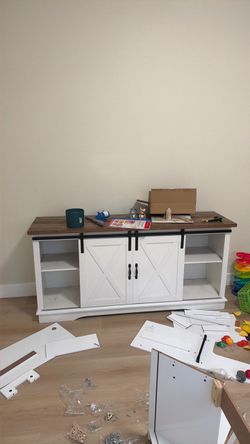 White farmhouse tv stand