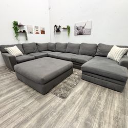 Living Spaces Gray Sectional Couch - Free Delivery 