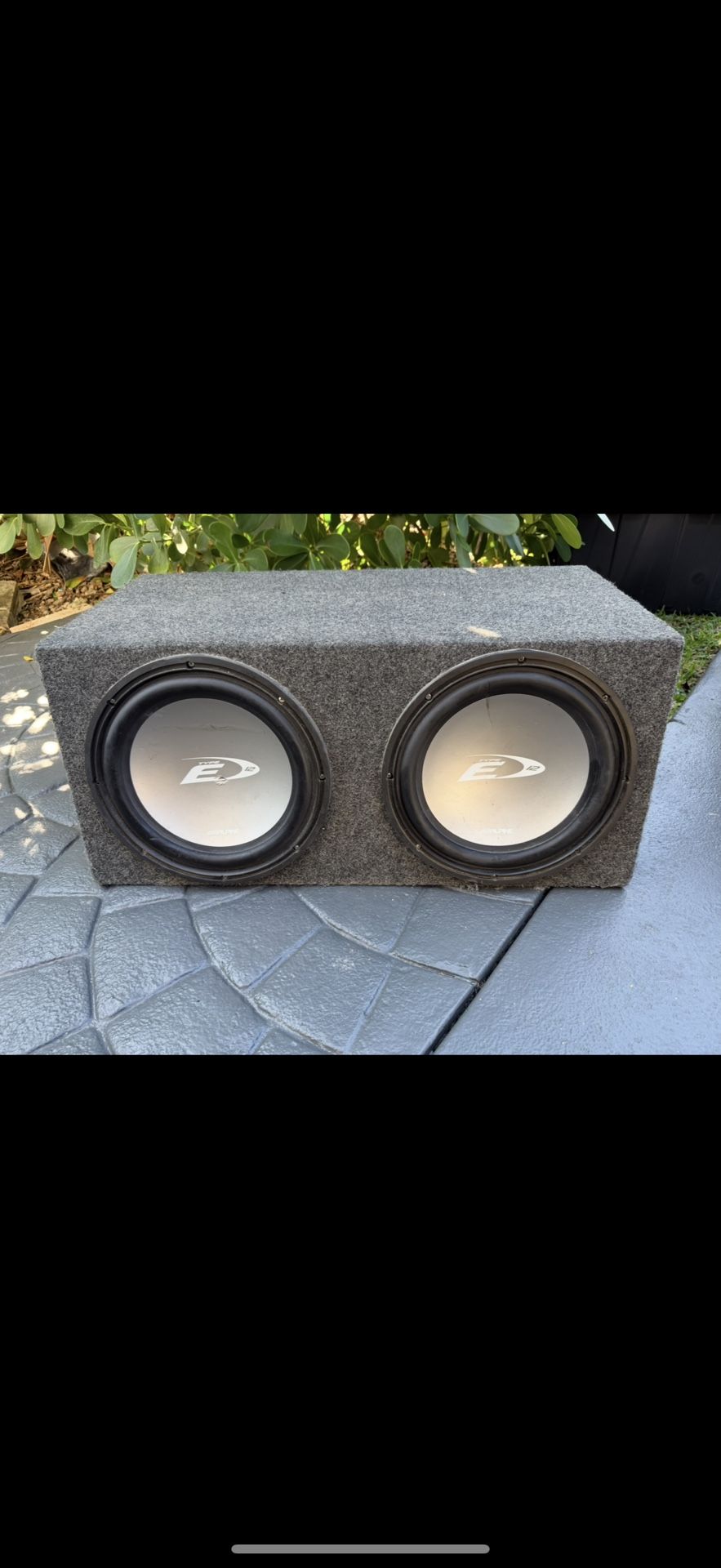 Dual 12 Inch Alpine type E Subwoofers with Enclosed Box. for Sale in ...