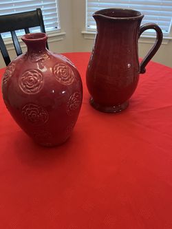 Vase or Pitcher, $5 each, Round Tablecloth 70 In. $3
