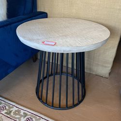 Rustic Metal Base End Table