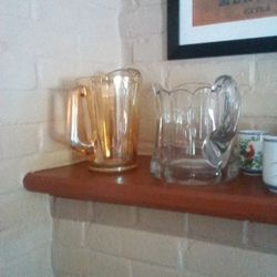 One Very Nice Carnival Glass Picture. One Flawless Heavy Crystal Picture.(Both)