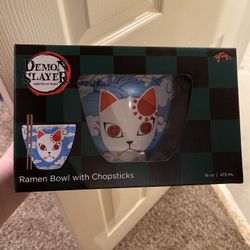 Demon slayer ramen Bowl W/ Chopsticks BRAND NEW