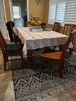 Dining room table with six chairs