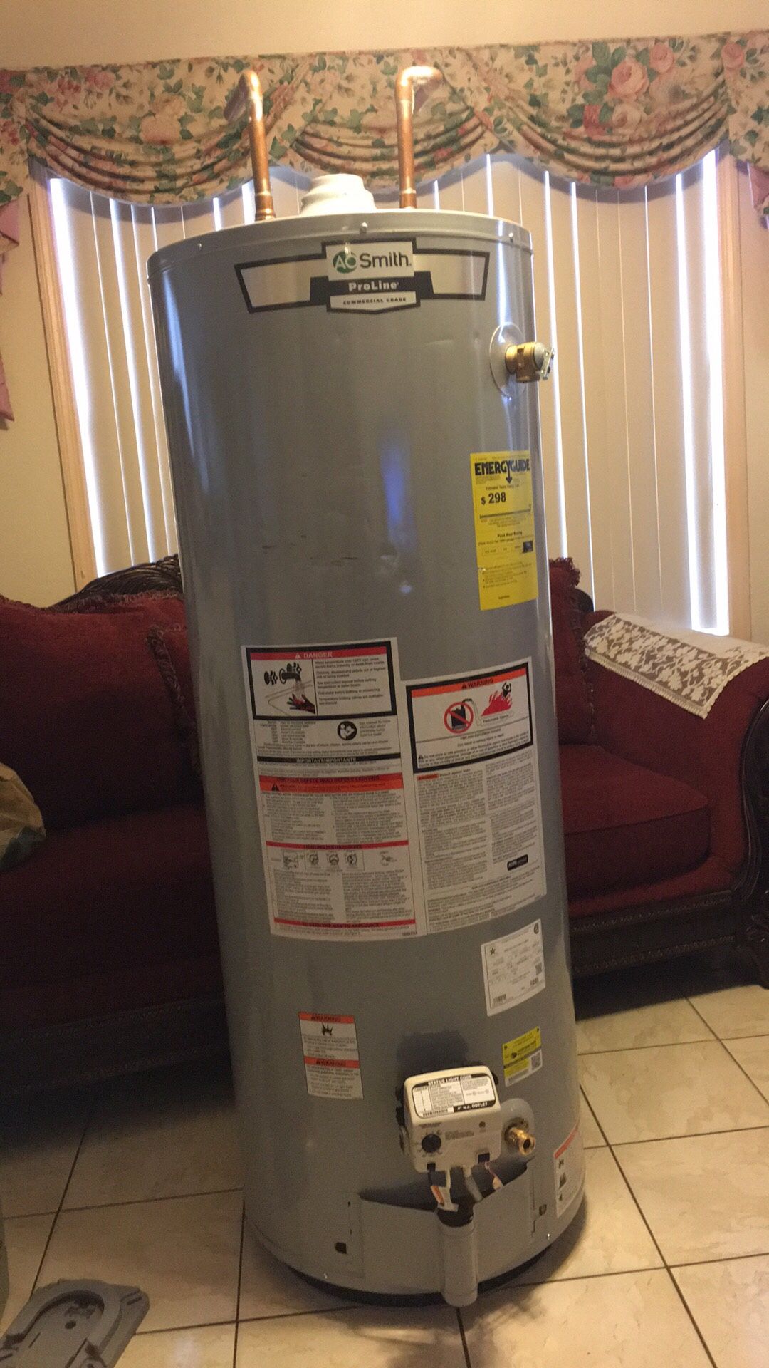 50 gallon natural gas water heater AO Smith like new