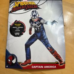Marvel Spider-Man “Captain America Maximum Venom” Youth Large 12-14 w/ Gloves. No Mask