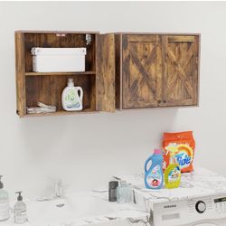 YOURLITE Laundry Cabinet, Medicine Cabinet, Bathroom Kitchen Storage Wall Mounted Farmhouse Organizer with Shelves Over Toilet, One Set of 2 Pieces X 