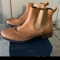 Brown Chelsea Boots COLE HAAN Nike Air Tan Brown leather Pull on Boots Mens Style Boots Tan Leather Ankle Boots Size 11 Brand New paid Returns
