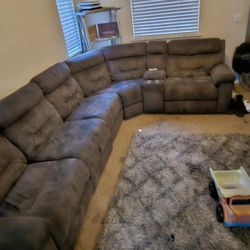 Brown Suede Sectional