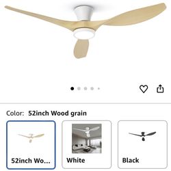 52 Inch Large Fan Wood Grain White With Lights New $90