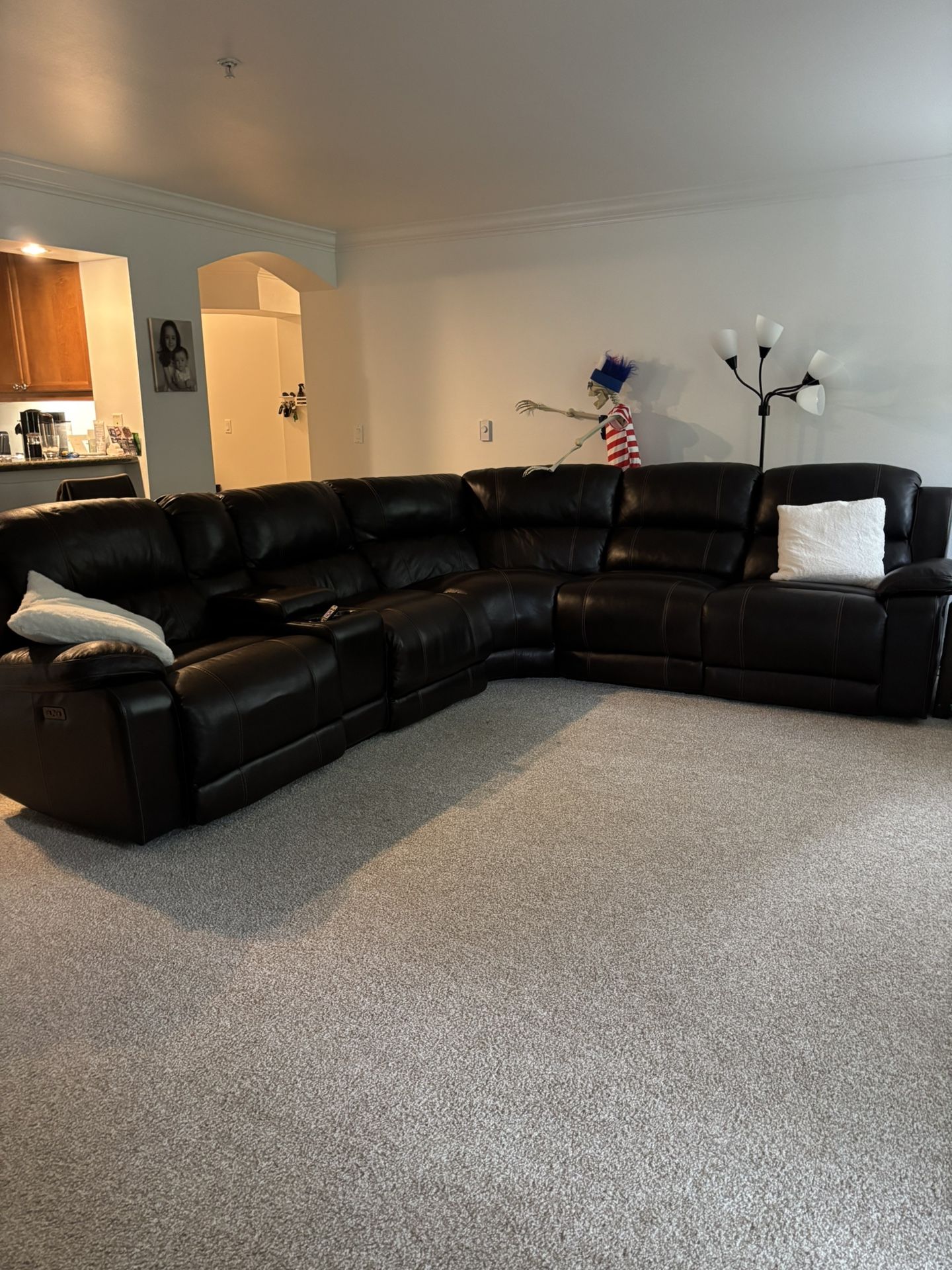 Brown Leather Powered Couch