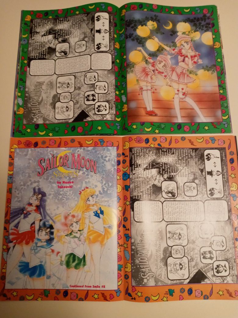 Two 1990s Vintage Smile Magazines with Sailor Moon Comics and Artwork Inside
