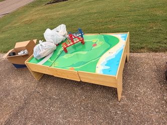Kids Wooden Train Table with Accessories