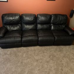 Black Leather Recliner Couch 