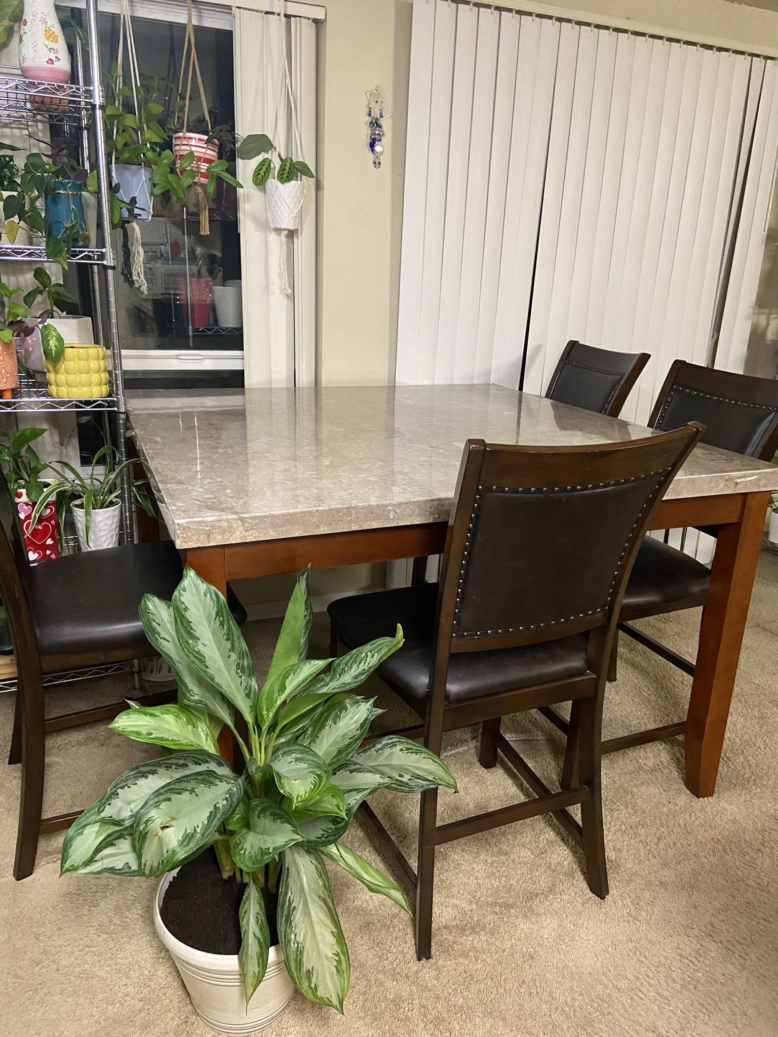 Marble dining table with 4 chairs