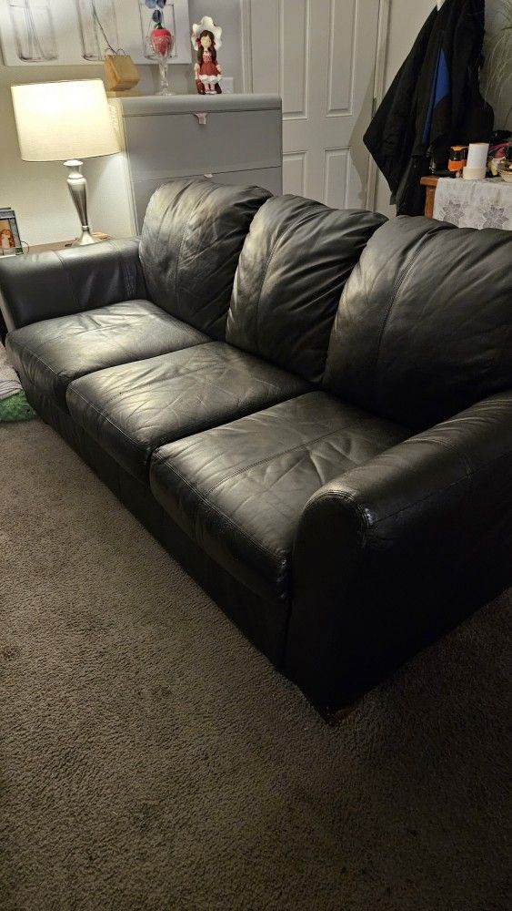 Leather Sofa And 2 Leather Chairs