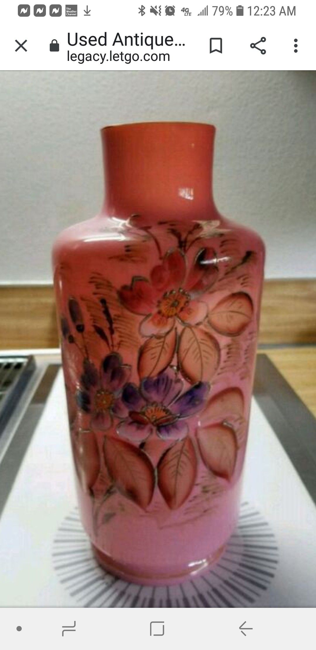 Antique Victorian Bristol Vases X 2 Hand Painted