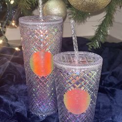 Starbucks Venti (24oz) & (16 oz) Unicorn Iridescent Studded Bling