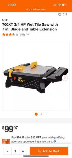 700XT 3/4 HP Wet Tile Saw with 7 in. Blade and Table Extension