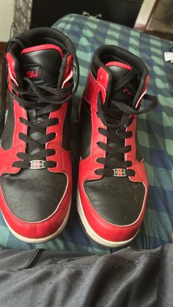 Size 8 1/2 men’s. FUBU Red and Black High-Top Sneakers
