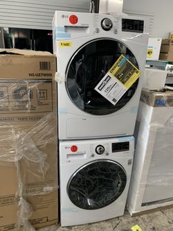 LG washer & dryer set in white new open box front loads compact size
