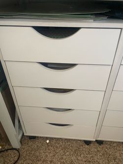 White 5-Drawer Storage Cabinet on Wheels
