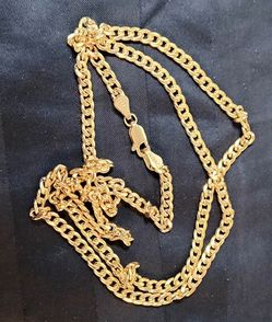 14K Hollow Gold Miami Cuban Link Chain/ 3.5mm/ 24" Inches (8.9 Grams)
