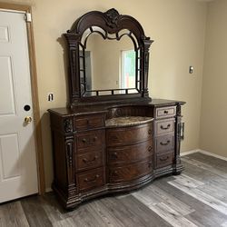 Dark Wood Dresser w/ Mirror