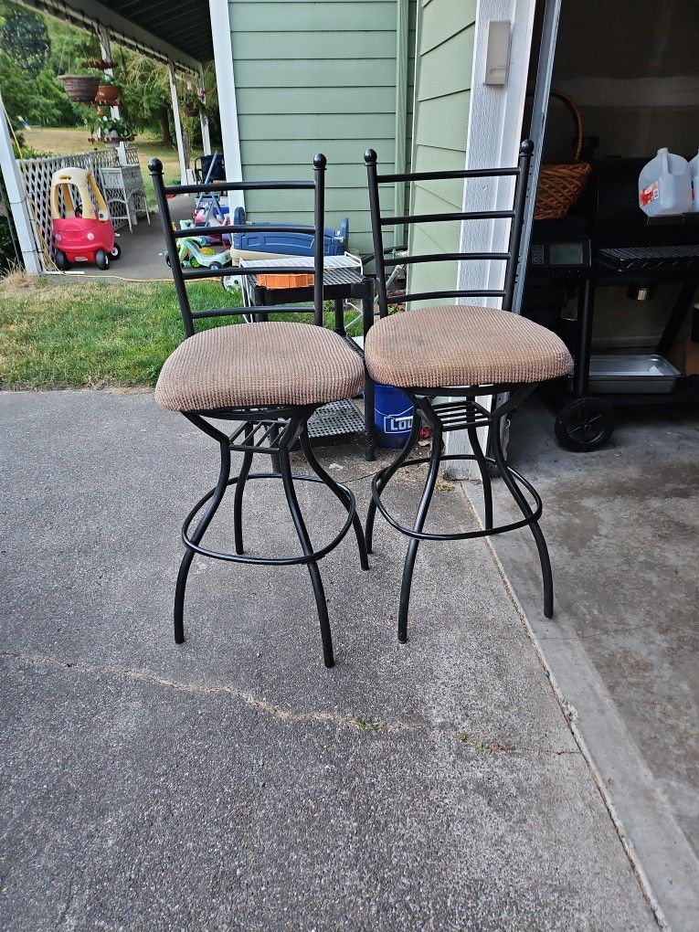 Wrought Iron Padded Bar Stools.