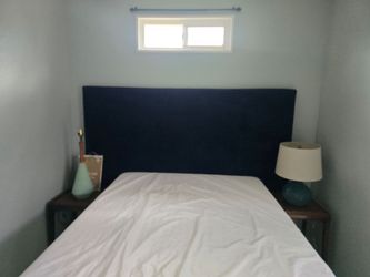 King Blue Velvet Headboard