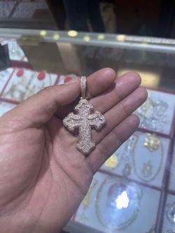 Rose gold cross 14k iced out 10 carats