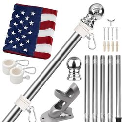 6FT Flag Pole Holder for Outside House with 3x5 American Flags